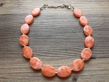 Load image into Gallery viewer, Peachy Orange Statement Necklace Jewelry Set, Chunky Jewelry Big Beaded one Strand Necklace, orange Necklace, peach Jewelry Set, peach