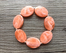Load image into Gallery viewer, Peachy Orange Statement Necklace Jewelry Set, Chunky Jewelry Big Beaded one Strand Necklace, orange Necklace, peach Jewelry Set, peach