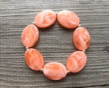 Load image into Gallery viewer, Peachy Orange Statement Necklace Jewelry Set, Chunky Jewelry Big Beaded single Strand Necklace, orange Necklace, peach Jewelry Set, peach