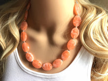 Load image into Gallery viewer, Peachy Orange Statement Necklace Jewelry Set, Chunky Jewelry Big Beaded single Strand Necklace, orange Necklace, peach Jewelry Set, peach
