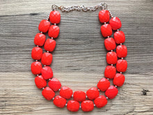 Load image into Gallery viewer, Red Statement jewelry set, Chunky Beaded Necklace, red Jewelry, red Necklace, red beaded necklace, red earrings, red bracelet, dress