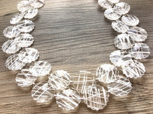 Load image into Gallery viewer, White & Resin Statement jewelry set, Chunky Beaded Necklace, white Jewelry, white Necklace, white beaded necklace, white and silver necklace