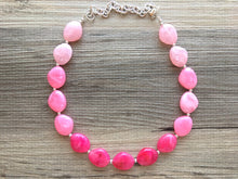 Load image into Gallery viewer, Pink Ombré Chunky Statement jewelry set, Big bib beaded jewelry, Single Strand Statement Necklace earrings, bridesmaid wedding, Magnolia