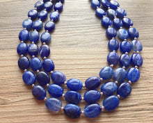 Load image into Gallery viewer, Royal Blue Chunky Statement Necklace, blue bib necklace, blue necklace, dark blue necklace, royal blue wedding, bridesmaid necklace