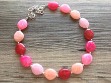 Load image into Gallery viewer, Pink Ombré Chunky Statement jewelry set, Big bib beaded jewelry, Single Strand Statement Necklace earrings, bridesmaid wedding, Magnolia