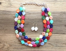 Load image into Gallery viewer, You be the designer! Chunky Statement Jewelry Set, colorful jewelry, multi Strand Statement Necklace, Bib necklace, bridesmaid necklace