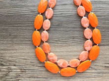 Load image into Gallery viewer, Peachy & Orange Statement Necklace Jewelry Set, Chunky Jewelry Big Beaded 2 Strand Necklace, orange Necklace, peach Jewelry Set, peach