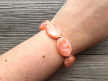 Load image into Gallery viewer, Peachy Orange Statement Necklace Jewelry Set, Chunky Jewelry Big Beaded single Strand Necklace, orange Necklace, peach Jewelry Set, peach