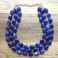 Load image into Gallery viewer, Royal Blue Chunky Statement Necklace, blue bib necklace, blue necklace, dark blue necklace, royal blue wedding, bridesmaid necklace