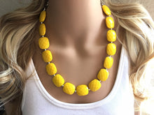 Load image into Gallery viewer, Bright Yellow Statement jewelry set, Chunky Beaded Necklace, yellow Jewelry, bright colorful Necklace, yellow beaded necklace earrings