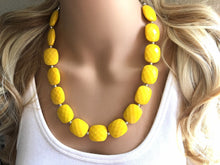 Load image into Gallery viewer, Bright Yellow Statement jewelry set, Chunky Beaded Necklace, yellow Jewelry, bright colorful Necklace, yellow beaded necklace earrings