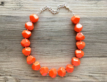 Load image into Gallery viewer, Orange Chunky Statement Necklace, Big beaded jewelry, single Strand Statement Necklace, Bib necklace, bright orange bridesmaid wedding