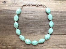 Load image into Gallery viewer, Mint Statement Necklace, Single Strand Chunky Beaded Necklace, Mint Green Jewelry, Spring Jewelry, green Necklace, mint green beaded necklac