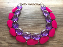Load image into Gallery viewer, Kimmy Gibbler Andrea Barber Purple & Pink Necklace Fuller House colorful jewelry, big beaded chunky statement necklace, purple magenta