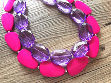 Load image into Gallery viewer, Kimmy Gibbler Andrea Barber Purple & Pink Necklace Fuller House colorful jewelry, big beaded chunky statement necklace, purple magenta