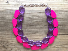 Load image into Gallery viewer, Kimmy Gibbler Andrea Barber Purple & Pink Necklace Fuller House colorful jewelry, big beaded chunky statement necklace, purple magenta