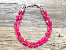 Load image into Gallery viewer, Pink Statement Jewelry Set, big Beaded Chunky necklace bracelet earrings, Double Strand wedding everyday multi strand bridesmaid