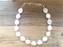 Load image into Gallery viewer, White chunky statement necklace, bib jewelry cloudy white necklace, white jewelry, white beaded necklace, white bubble, cloud necklace