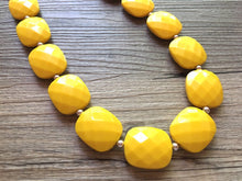 Load image into Gallery viewer, Bright Yellow Statement jewelry set, Chunky Beaded Necklace, yellow Jewelry, bright colorful Necklace, yellow beaded necklace earrings