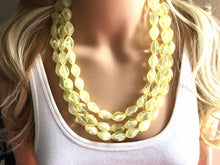 Load image into Gallery viewer, Yellow Statement jewelry set, Chunky Beaded Necklace, yellow Jewelry, bright colorful Necklace, yellow beaded necklace, yellow earrings