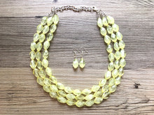 Load image into Gallery viewer, Yellow Statement jewelry set, Chunky Beaded Necklace, yellow Jewelry, bright colorful Necklace, yellow beaded necklace, yellow earrings