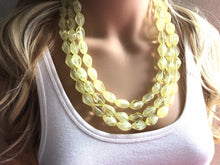 Load image into Gallery viewer, Yellow Statement jewelry set, Chunky Beaded Necklace, yellow Jewelry, bright colorful Necklace, yellow beaded necklace, yellow earrings