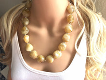 Load image into Gallery viewer, Champagne Chunky Statement Necklace, Big beaded jewelry, light brown statement, chunky champagne jewelry, beaded jewelry, big beaded jewelry