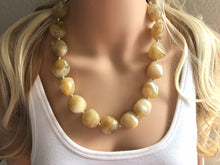 Load image into Gallery viewer, Champagne Chunky Statement Necklace, Big beaded jewelry, light brown statement, chunky champagne jewelry, beaded jewelry, big beaded jewelry