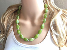 Load image into Gallery viewer, Light Green Statement Necklace Jewelry Set, Chunky Jewelry Big Beaded Single Strand Necklace, green Necklace, sea green Jewelry Set