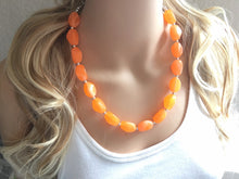 Load image into Gallery viewer, Bright Orange Statement Necklace Jewelry Set, Chunky Jewelry Big Beaded 1 Strand Necklace, orange Necklace, peach Jewelry Set, peach