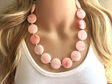 Load image into Gallery viewer, Cream & Red Nebula Statement Necklace Jewelry Set, Chunky Jewelry Big Beaded 1 Strand Necklace, light pink Jewelry Set earrings bracelet