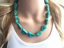 Load image into Gallery viewer, Seafoam Statement Necklace Jewelry Set, Chunky Jewelry Big Beaded Single Strand Necklace, turquoise Necklace, green Jewelry Set