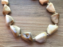 Load image into Gallery viewer, Brown & Cream Statement Necklace Jewelry Set, Chunky Jewelry Big Beaded Single Strand Necklace, tan Jewelry Set neutral bracelet earrings