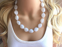 Load image into Gallery viewer, White chunky statement necklace, bib jewelry cloudy white necklace, white jewelry, white beaded necklace, white bubble, cloud necklace