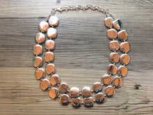 Load image into Gallery viewer, Silver Mirror Jewelry Set, Nautical Chunky Statement Necklace, Big beaded jewelry, Double Strand Statement Necklace, silver necklace