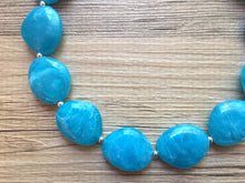 Load image into Gallery viewer, Caribbean Blue Chunky Statement Necklace, Big beaded jewelry, single Strand Statement, necklace, blue bridesmaid wedding, praline blue