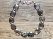 Load image into Gallery viewer, Black & Resin Big Bead Necklace, single Strand Statement Jewelry, black Chunky bib, bridesmaid jewelry, beaded bracelet earrings