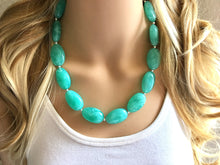 Load image into Gallery viewer, Mint Statement Necklace, Single Strand Chunky Beaded Necklace, Mint Green Jewelry, Spring Jewelry, green Necklace, mint green beaded necklac