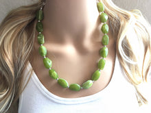 Load image into Gallery viewer, Light Green Statement Necklace Jewelry Set, Chunky Jewelry Big Beaded Single Strand Necklace, green Necklace, sea green Jewelry Set