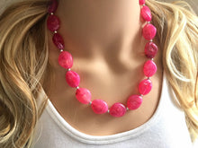 Load image into Gallery viewer, Hot Pink Statement Necklace Jewelry Set, Chunky Jewelry Big Beaded 1 Strand Necklace, pink Necklace, dark pink Jewelry Set earrings bracelet