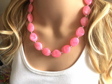 Load image into Gallery viewer, Bubblegum Statement Necklace Jewelry Set, Chunky Jewelry Big Beaded 1 Strand Necklace, pink Necklace, pink Jewelry Set earrings bracelet