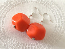 Load image into Gallery viewer, Bright Orange Chunky Statement Necklace, Big beaded jewelry, Single Strand Statement Necklace, Bib necklace, orange bridesmaid wedding silve