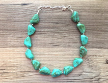 Load image into Gallery viewer, Seafoam Statement Necklace Jewelry Set, Chunky Jewelry Big Beaded Single Strand Necklace, turquoise Necklace, green Jewelry Set