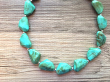 Load image into Gallery viewer, Seafoam Statement Necklace Jewelry Set, Chunky Jewelry Big Beaded Single Strand Necklace, turquoise Necklace, green Jewelry Set