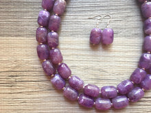 Load image into Gallery viewer, Royal Purple Statement Necklace, Double Strand Chunky Beaded Necklace, purple Jewelry, Spring Jewelry, purple Necklace, purple beaded