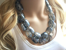 Load image into Gallery viewer, Black & Resin Big Bead Necklace, multi Strand Statement Jewelry, black Chunky bib, bridesmaid jewelry, beaded bracelet earrings