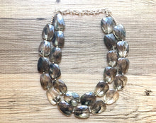 Load image into Gallery viewer, Black & Resin Big Bead Necklace, multi Strand Statement Jewelry, black Chunky bib, bridesmaid jewelry, beaded bracelet earrings