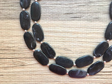 Load image into Gallery viewer, Black Big Bead Necklace, multi Strand Statement Jewelry, black Chunky bib, bridesmaid necklace, black jewelry, beaded jewelry
