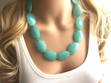 Load image into Gallery viewer, Robins Egg Blue beaded statement chunky necklace blue jewelry, blue necklace, robins egg, light blue necklace, statement necklace