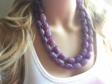Load image into Gallery viewer, Royal Purple Statement Necklace, Double Strand Chunky Beaded Necklace, purple Jewelry, Spring Jewelry, purple Necklace, purple beaded